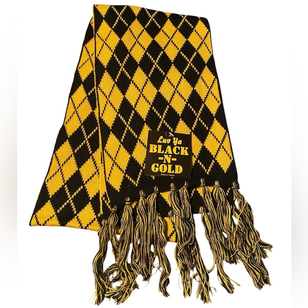 Pittsburgh Sports / Steelers Black and Gold Argyle Scarf